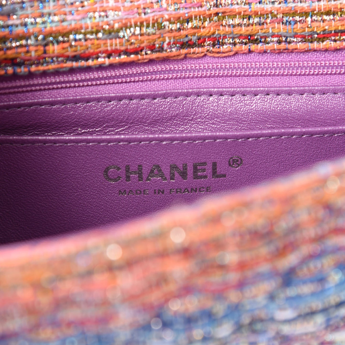 Tweed Quilted Mini Rectangular Flap Blue Pink Orange
