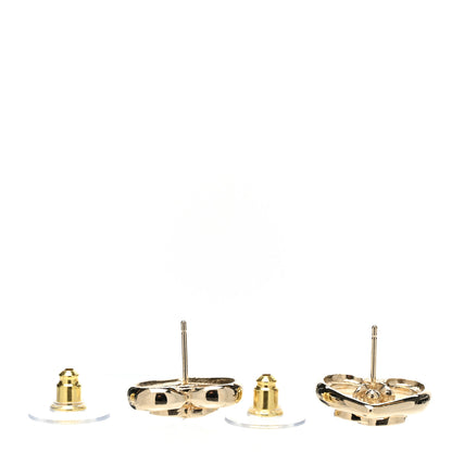 Chanel Metal Crystal CC Logo Heart Earrings Gold 3 of 5