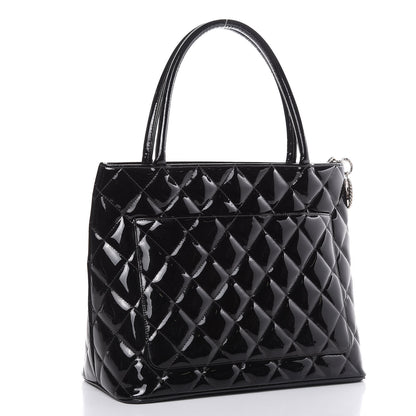 Chanel Patent Quilted Medallion Tote Black 3 of 17