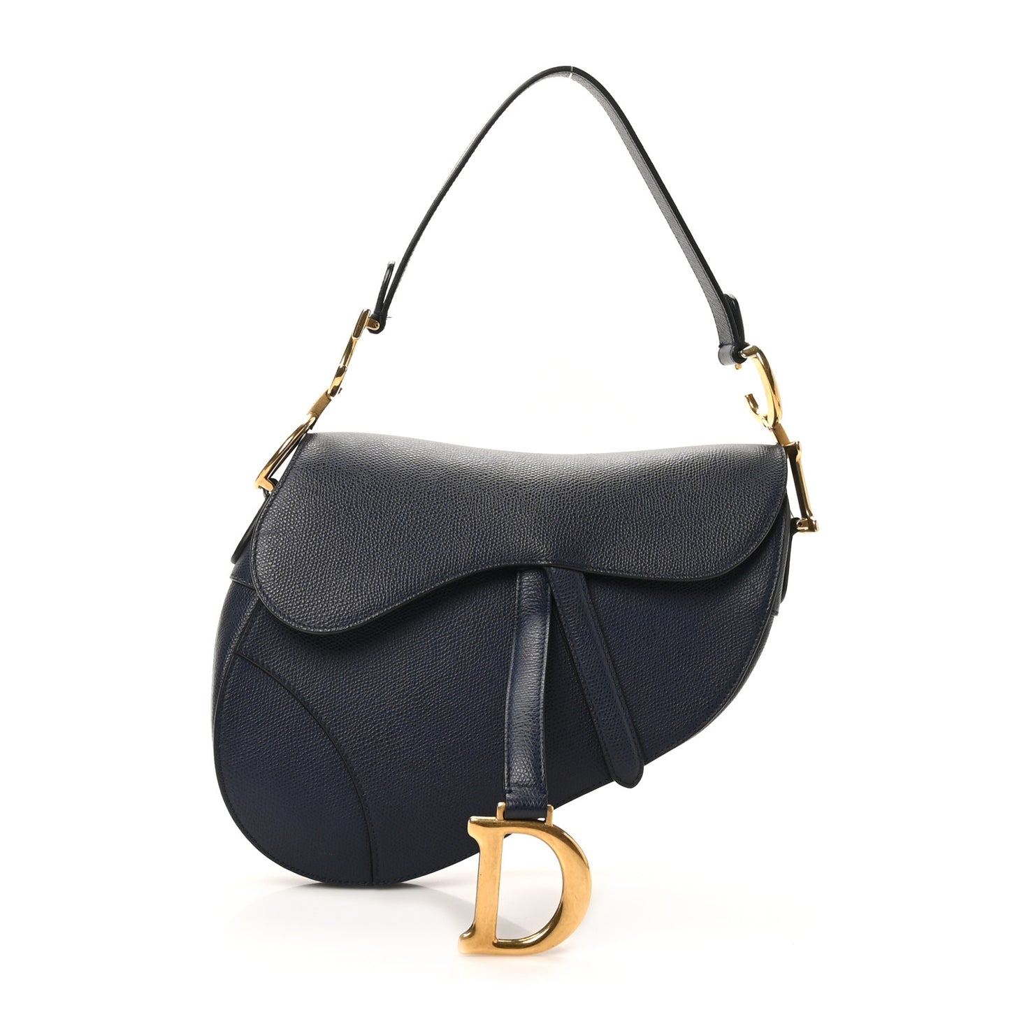 Grained Calfskin Saddle Bag Navy