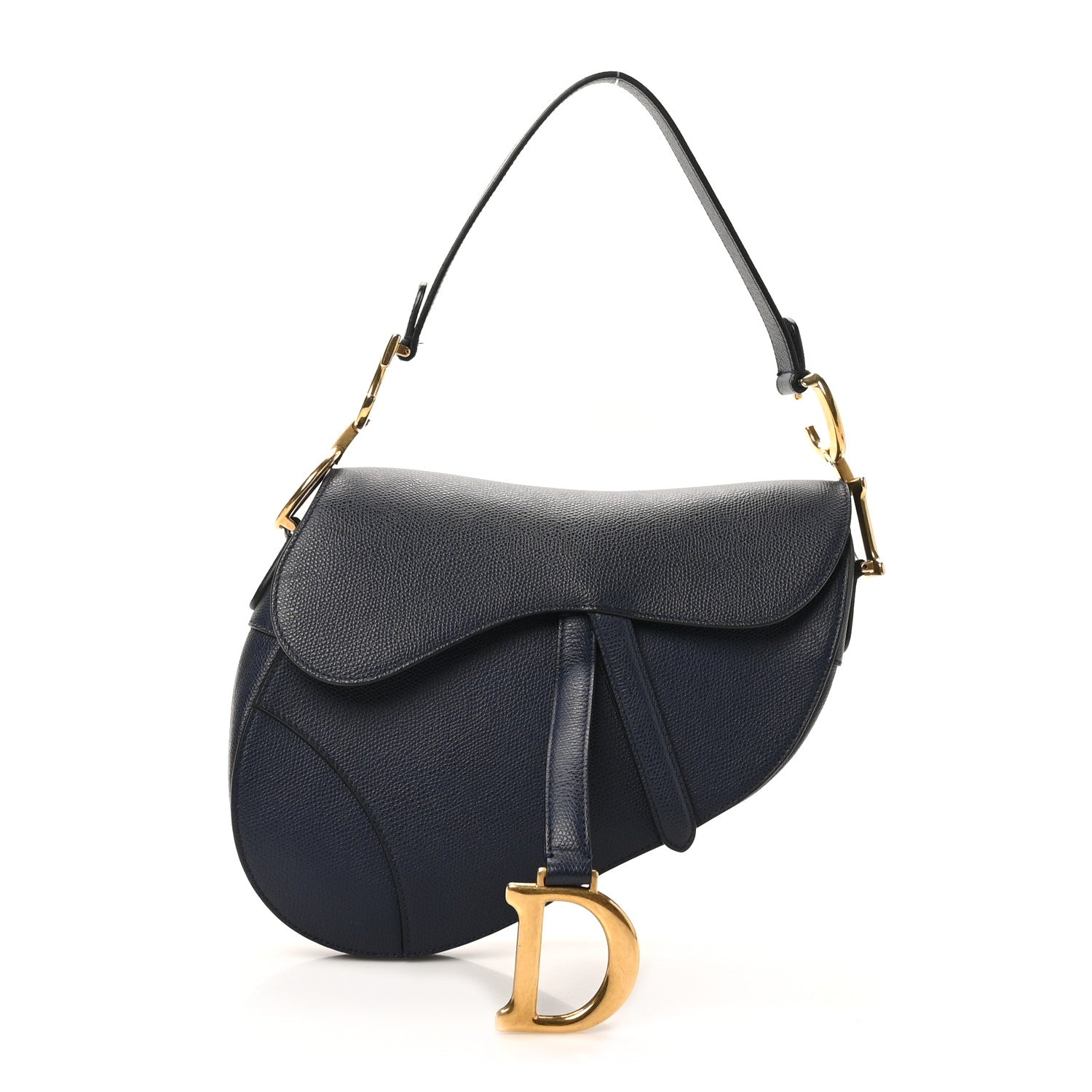 Christian Dior Grained Calfskin Saddle Bag Navy 1 of 10