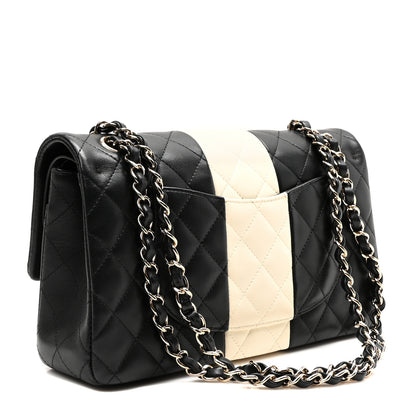 Chanel Lambskin Quilted Medium Double Flap Black White 3 of 11