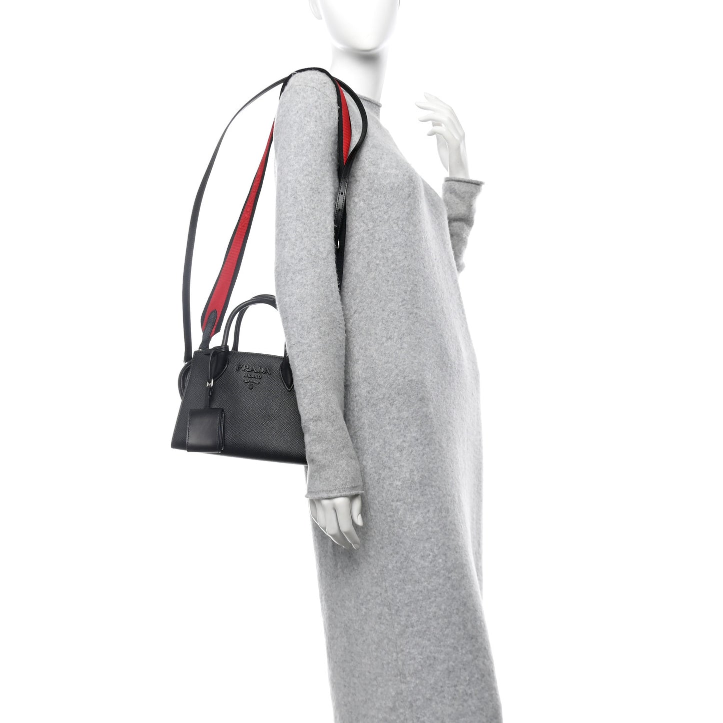 Saffiano Cuir Calfskin Mini Monochrome Top Handle Tote Black