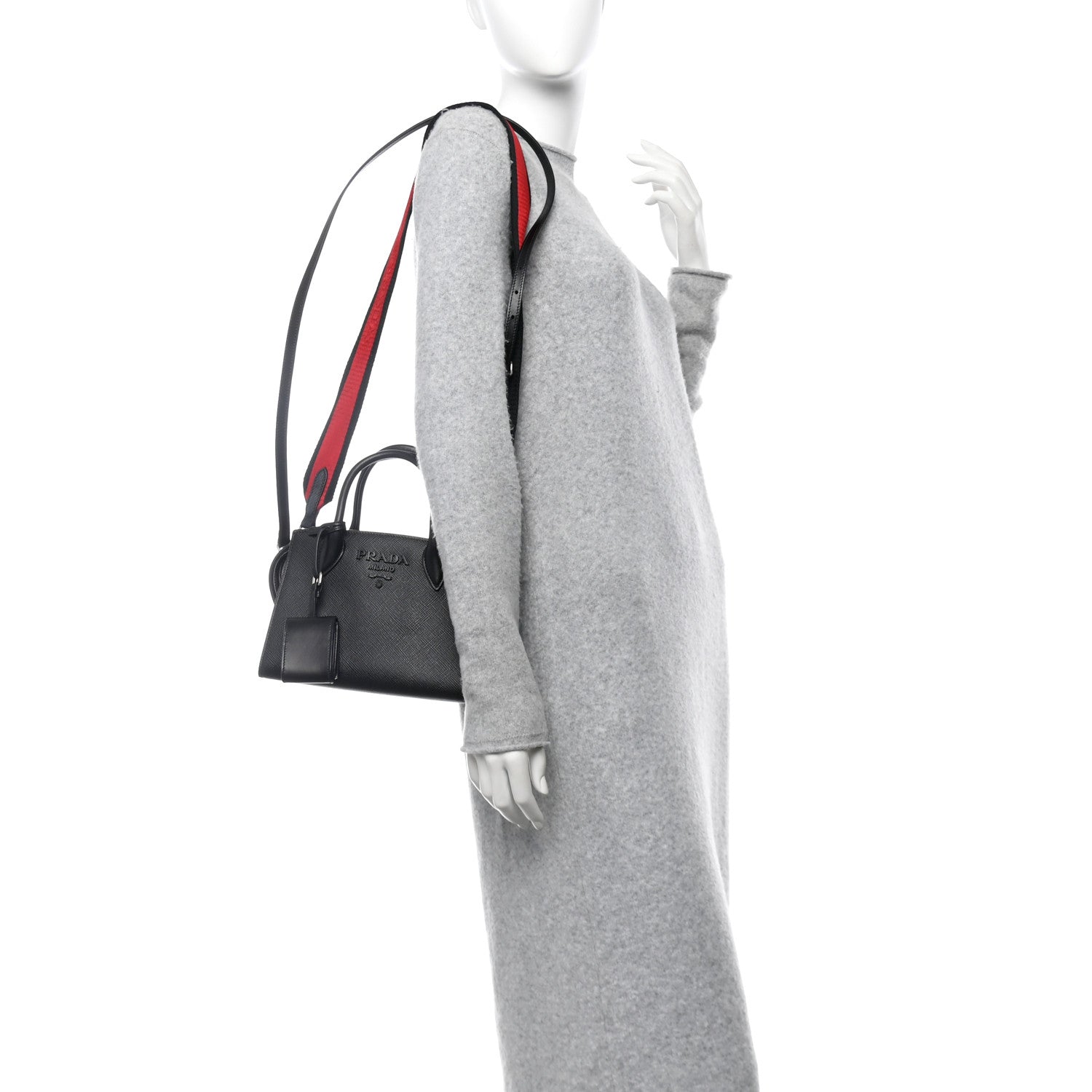 Prada Saffiano Cuir Calfskin Mini Monochrome Top Handle Tote Black 3 of 10