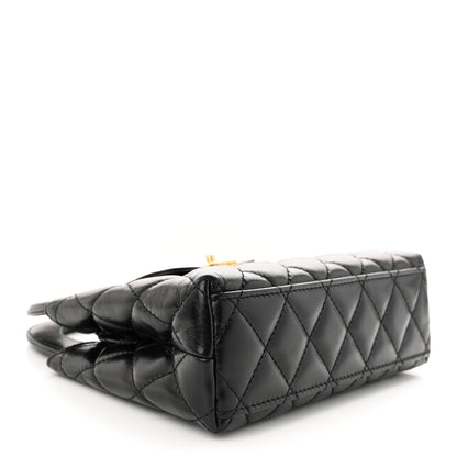 Chanel Shiny Aged Calfskin Quilted Nano Kelly Shopper Black 4 of 12