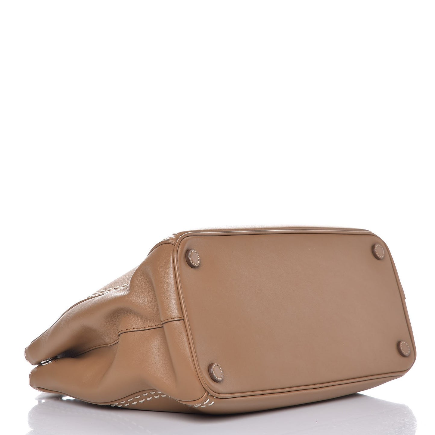 City Calf Hand Stitched Medium Galleria Double Zip Tote Caramel