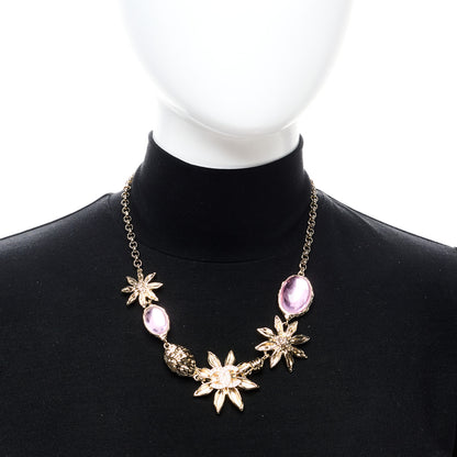 Chanel Resin Crystal CC Fruit Pendant Necklace Gold Pink 2 of 4