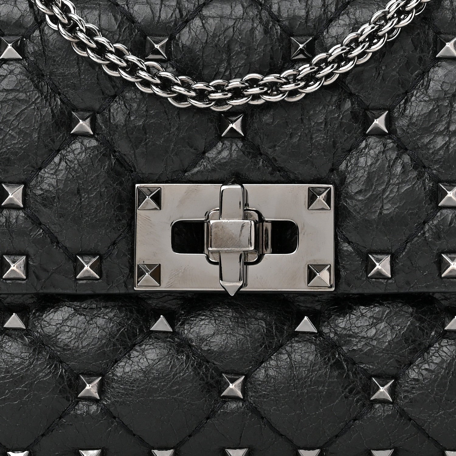 Valentino Garavani Craquele Nappa Small Rockstud Spike Shoulder Bag Black 6 of 11