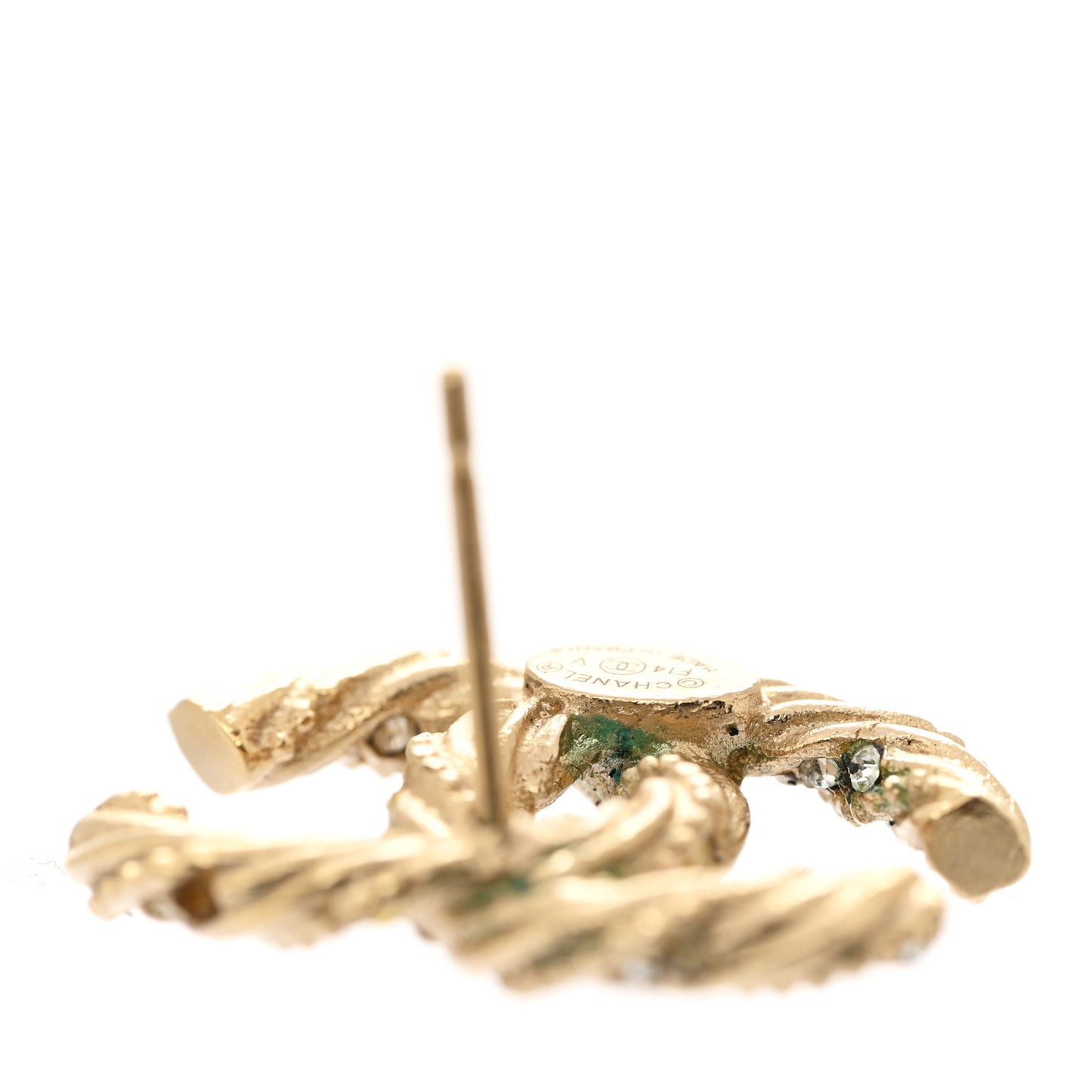 Crystal Twisted CC Earrings Gold