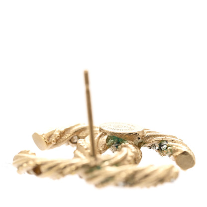 Chanel Crystal Twisted CC Earrings Gold 5 of 6