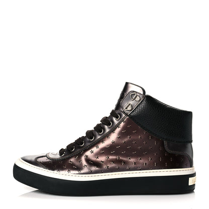 Jimmy Choo Metallic Calfskin Star Embossed Mens High Top Sneaker 42 Bronze 1 of 13
