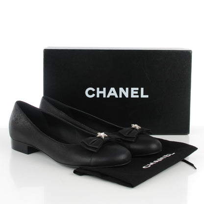 Chanel Buffalo Glitter Bow Ballerina Flats 39.5 Black 5 of 7
