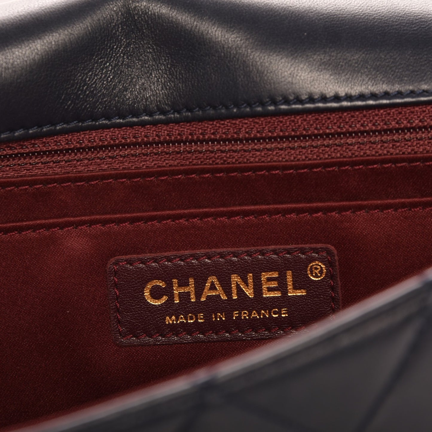 Lambskin Quilted Large Golden Class Flap Navy