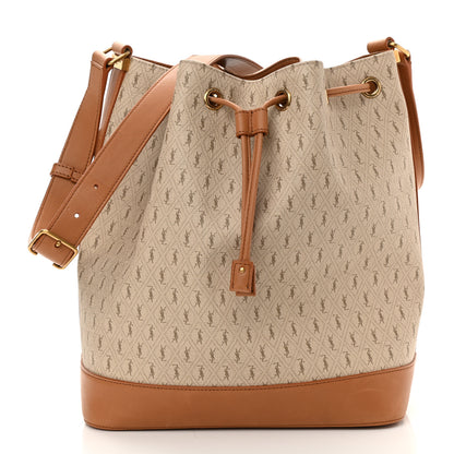 Saint Laurent Canvas All-Over Monogram Bucket Bag Brown 1 of 13