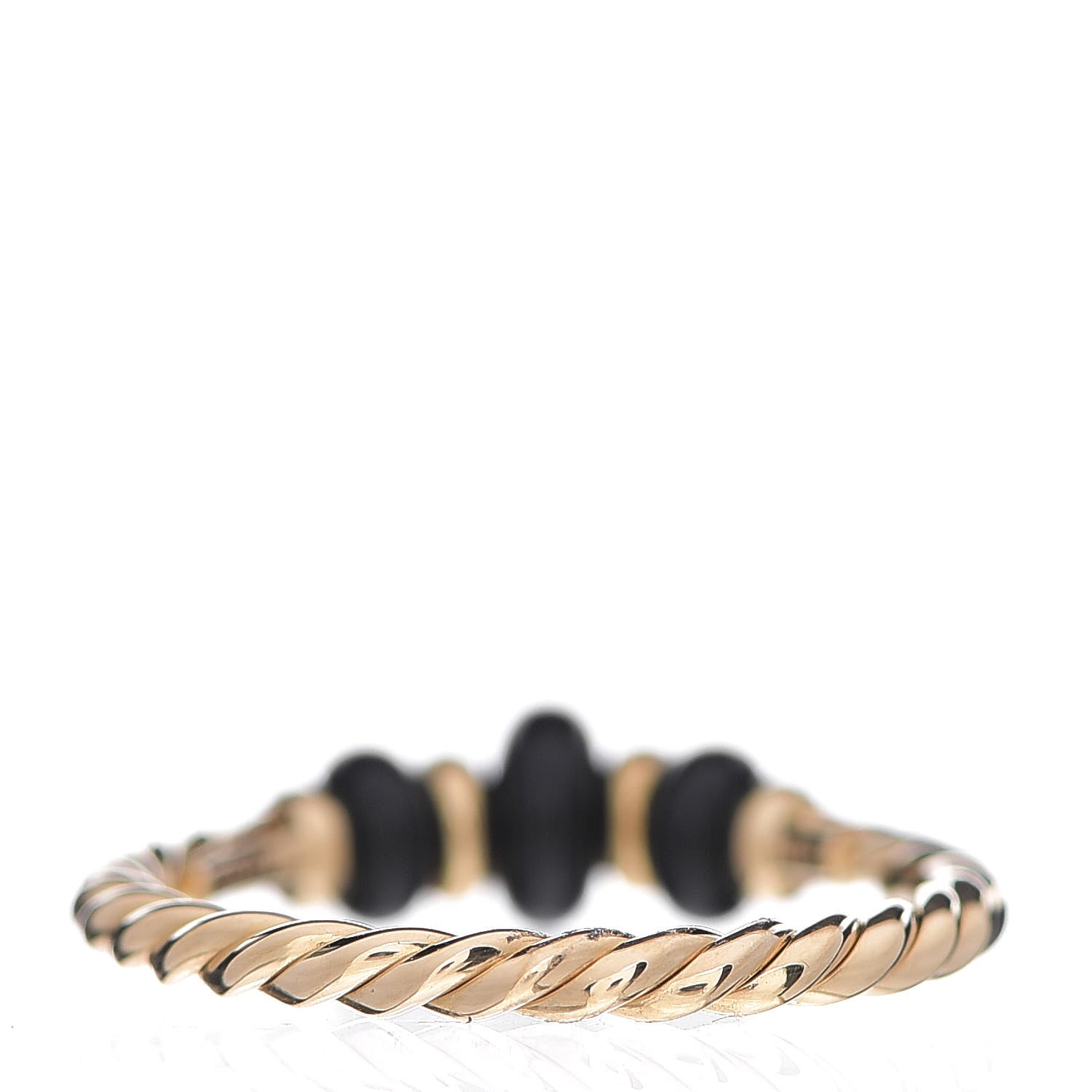 David Yurman 18K Yellow Gold Black Onyx Rio Rondelle Ring 52 6 3 of 4
