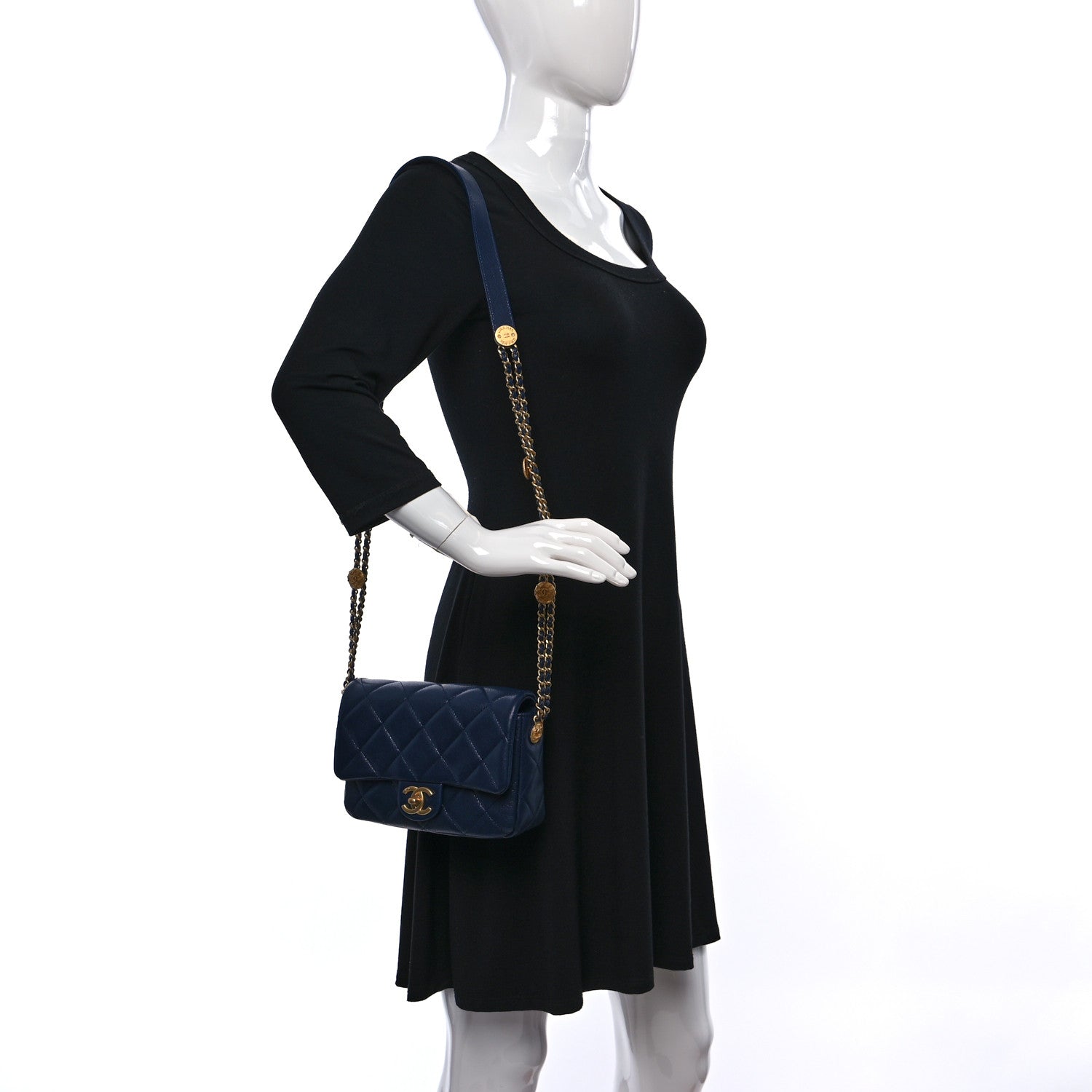 Chanel Caviar Quilted Small Twist Your Buttons Flap Blue 2 of 11