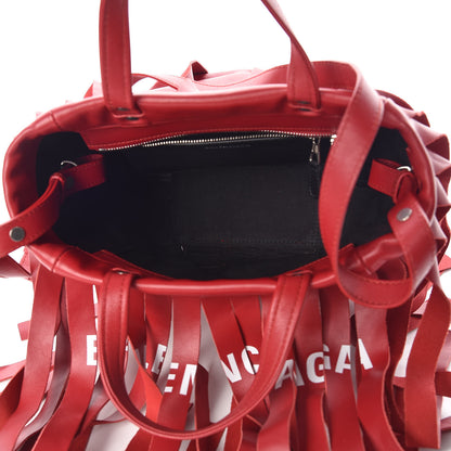 Balenciaga Calfskin XS Fringe Laundry Cabas Red 6 of 7