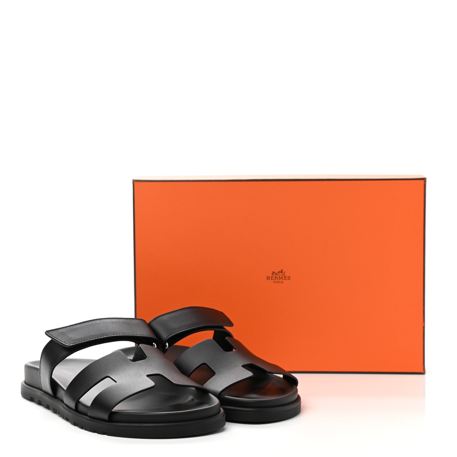 Hermes Calfskin Womens Chypre Sandals 39 Black 9 of 9