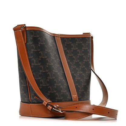 Celine Triomphe Canvas Calfskin Small Bucket Bag Tan 3 of 8