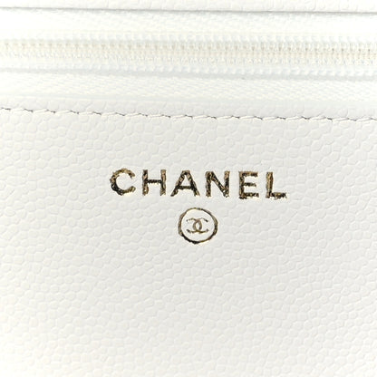 Chanel Shiny Caviar Quilted Strass Wallet On Chain WOC White 6 of 9
