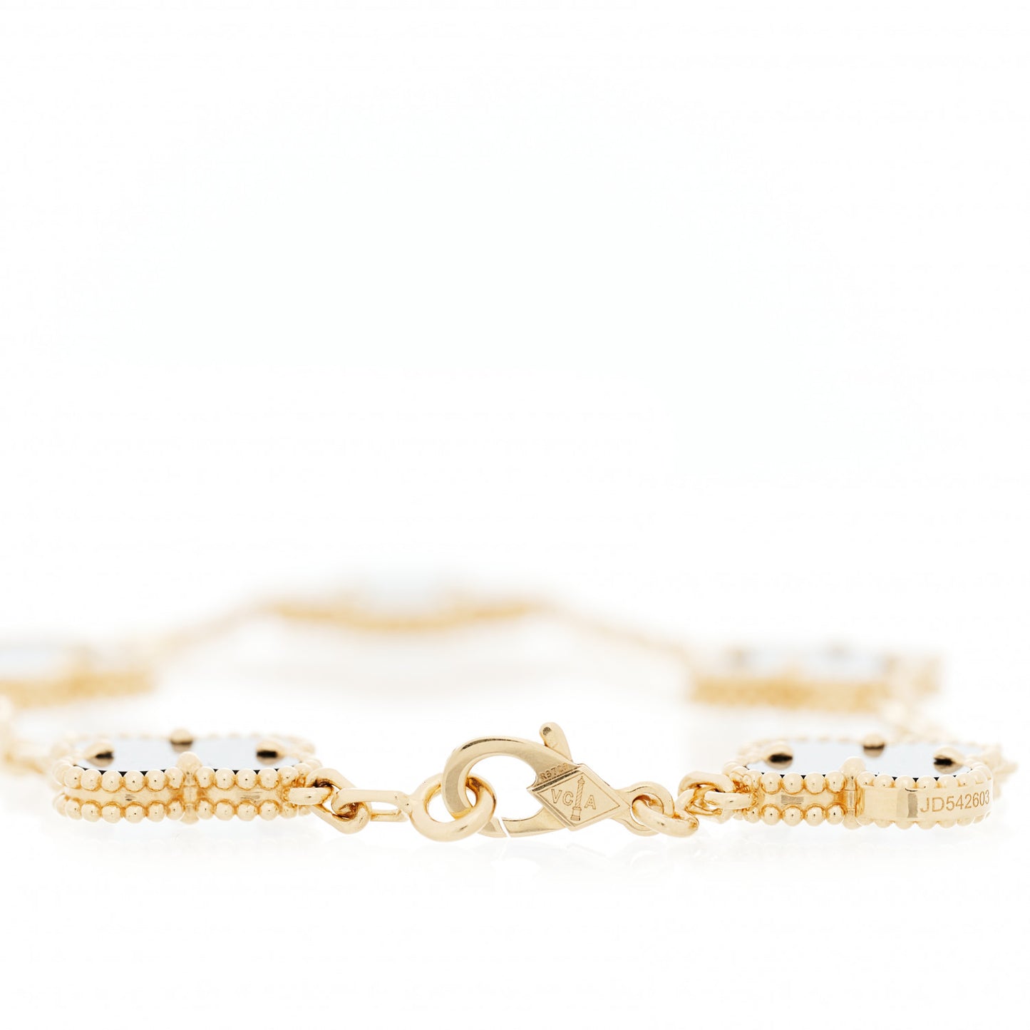 18K Yellow Gold Black Onyx 5 Motifs Vintage Alhambra Bracelet