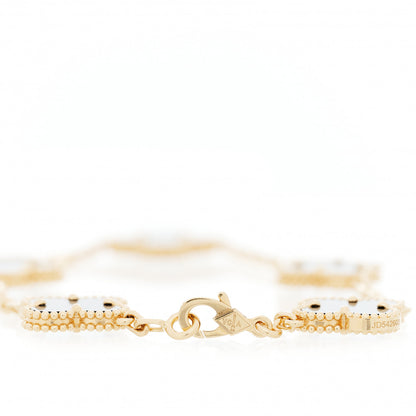 Van Cleef & Arpels 18K Yellow Gold Black Onyx 5 Motifs Vintage Alhambra Bracelet 5 of 6