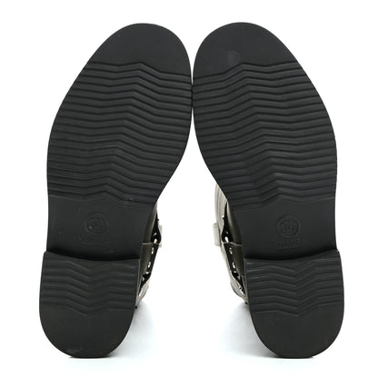 Chanel Oily Calfskin Star Quilted Biker Boots 37 Khaki 5 of 9