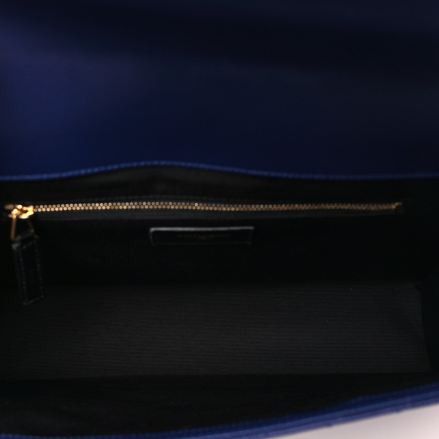 Saint Laurent Grain De Poudre Matelasse Chevron Large Monogram Satchel Navy Blue 5 of 11