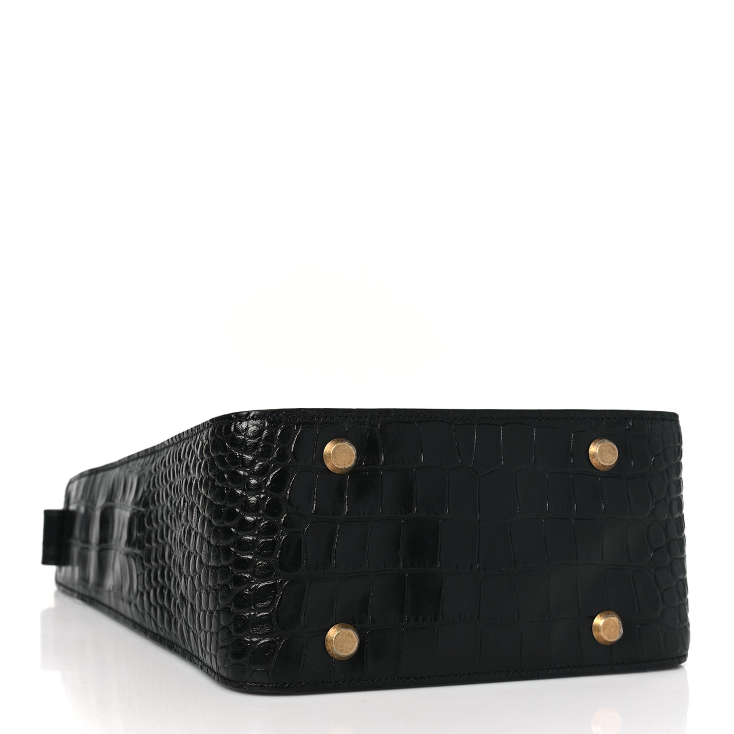 Extra Supple Calfskin Crocodile Embossed Small Tool 2.0 North-South Tote Black