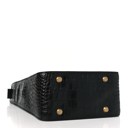 Balenciaga Extra Supple Calfskin Crocodile Embossed Small Tool 2.0 North-South Tote Black 5 of 11