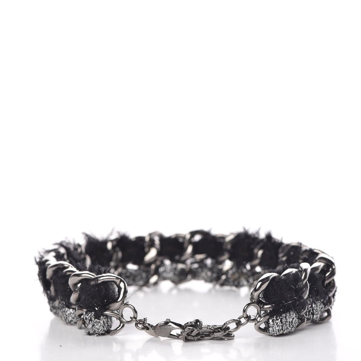Chanel Chain Link Fabric Choker Black Silver 3 of 5