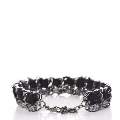 Chanel Chain Link Fabric Choker Black Silver 3 of 5