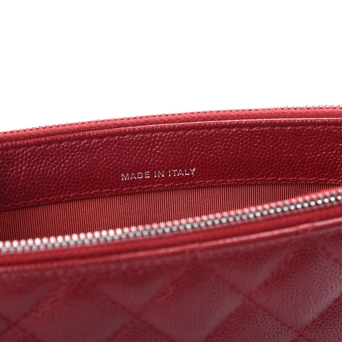 Caviar Quilted Small Clutch With Chain Red