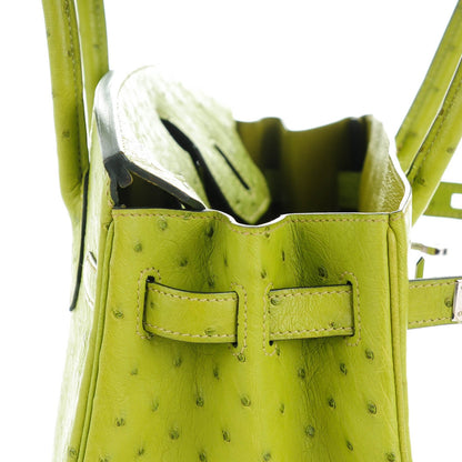 Hermes Ostrich Birkin 30 Vert Anis 22 of 25