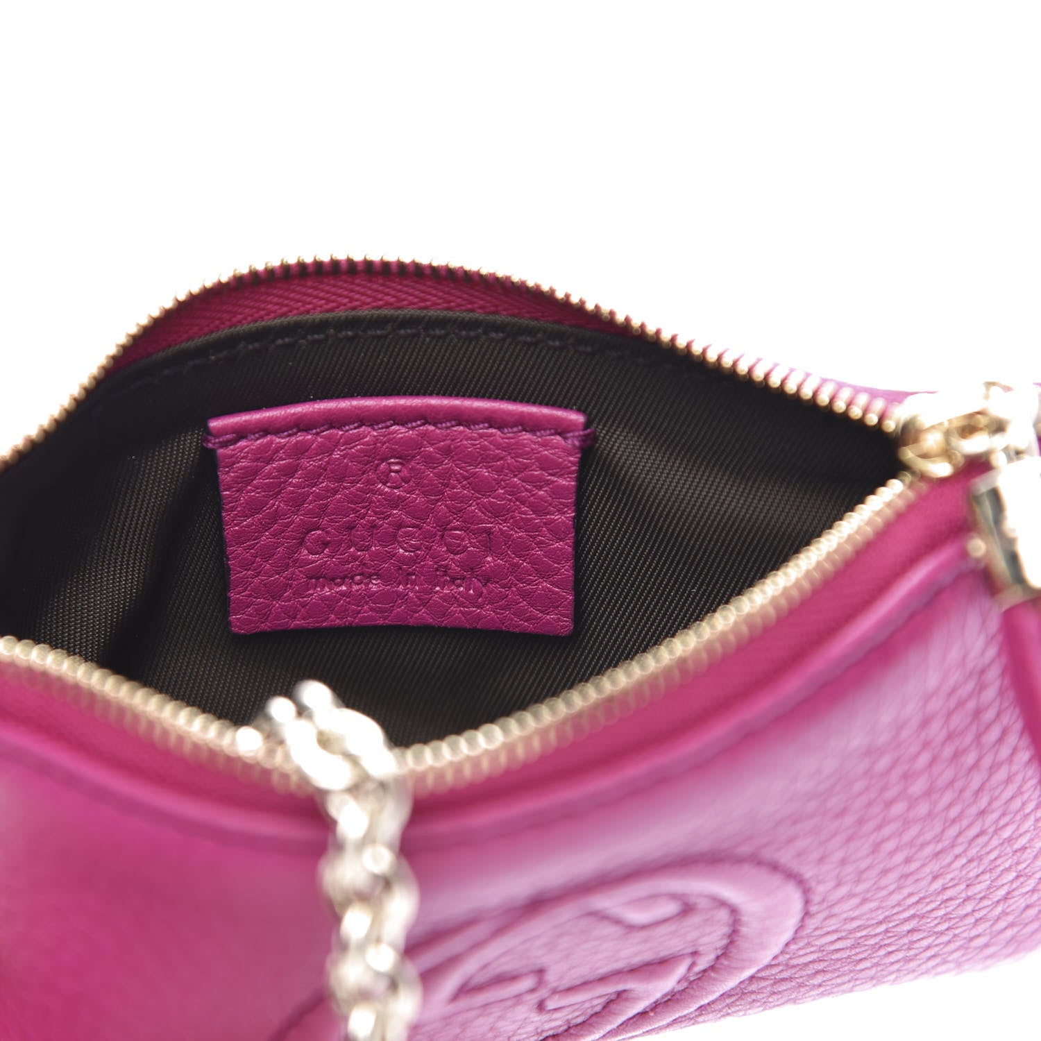 Gucci Pebbled Calfskin Soho Key Case Bright Bougainvillea 7 of 9