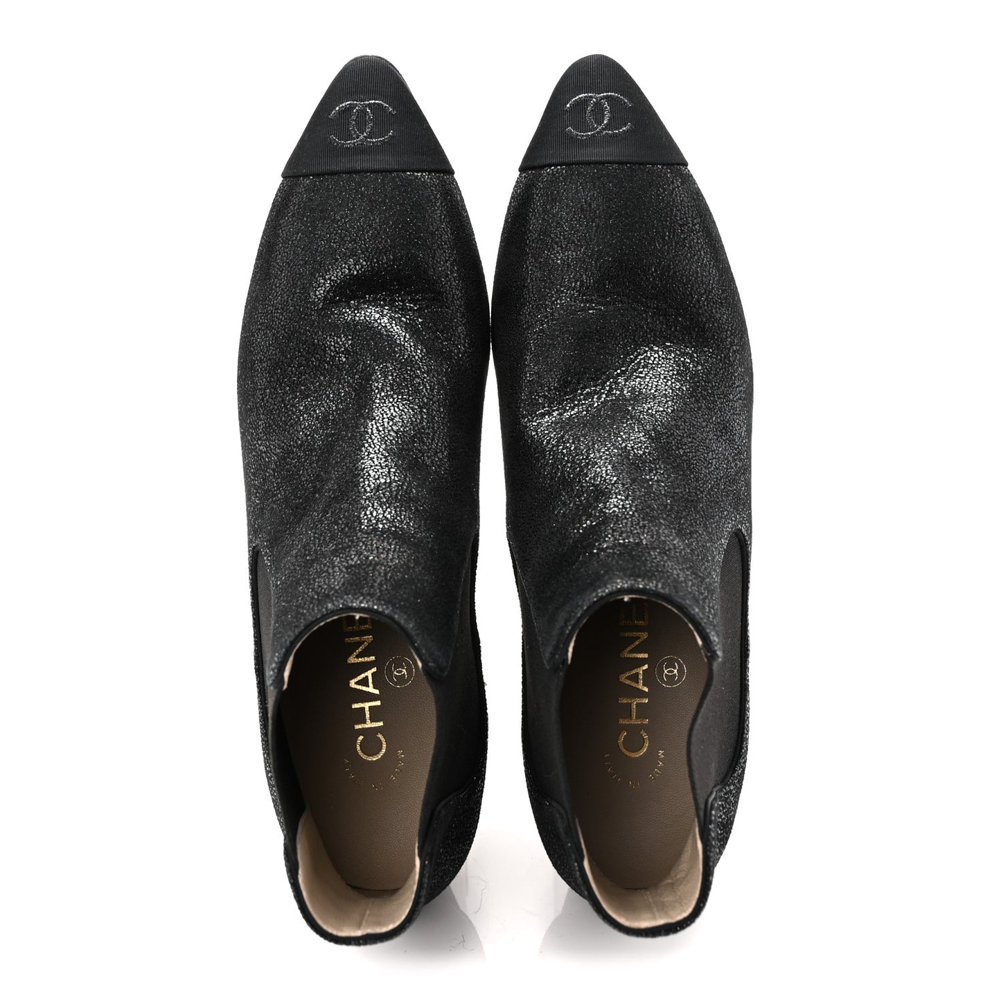 Goatskin Grosgrain Cap Toe Short Boots 37 Black