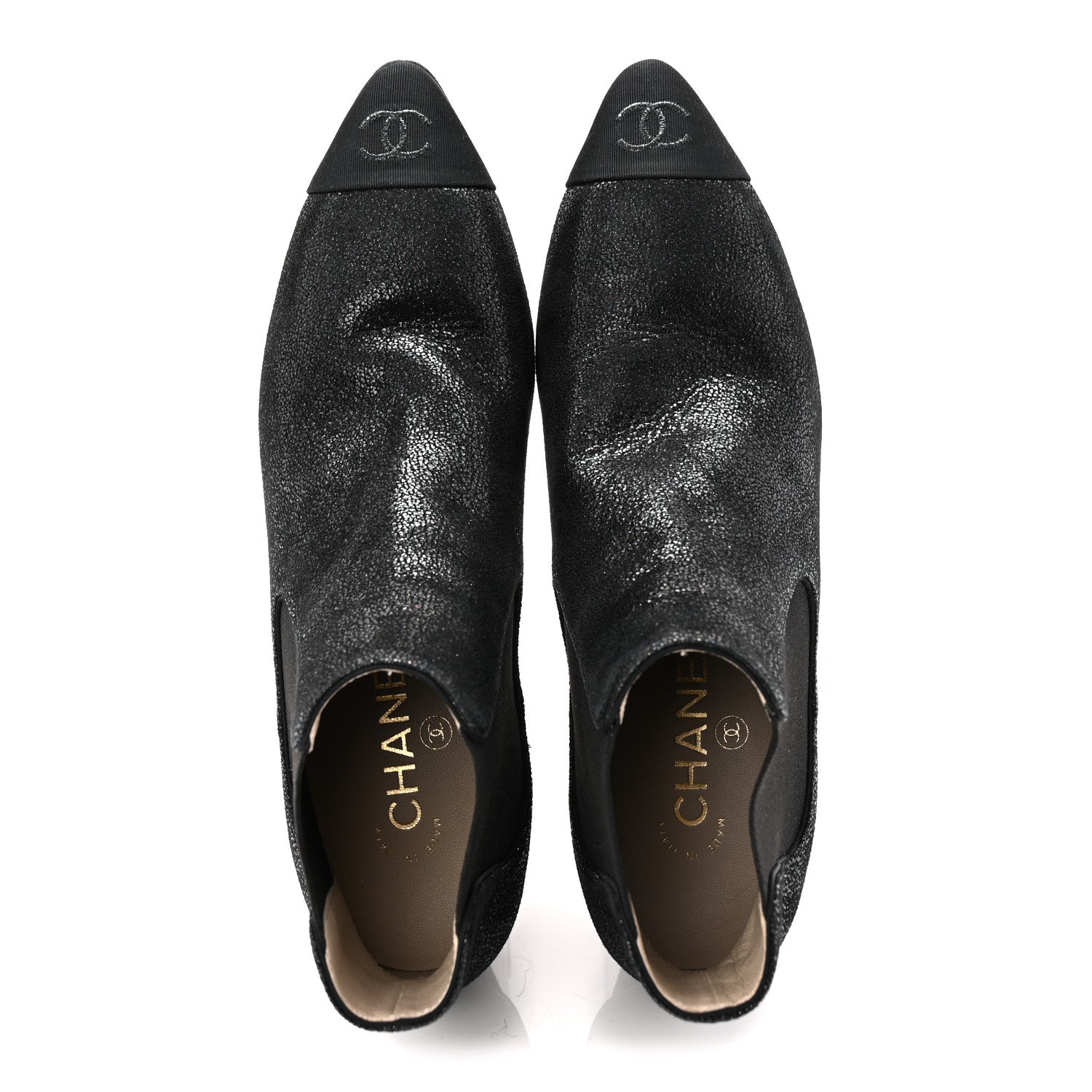 Chanel Goatskin Grosgrain Cap Toe Short Boots 37 Black 5 of 10