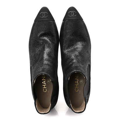 Chanel Goatskin Grosgrain Cap Toe Short Boots 37 Black 5 of 10