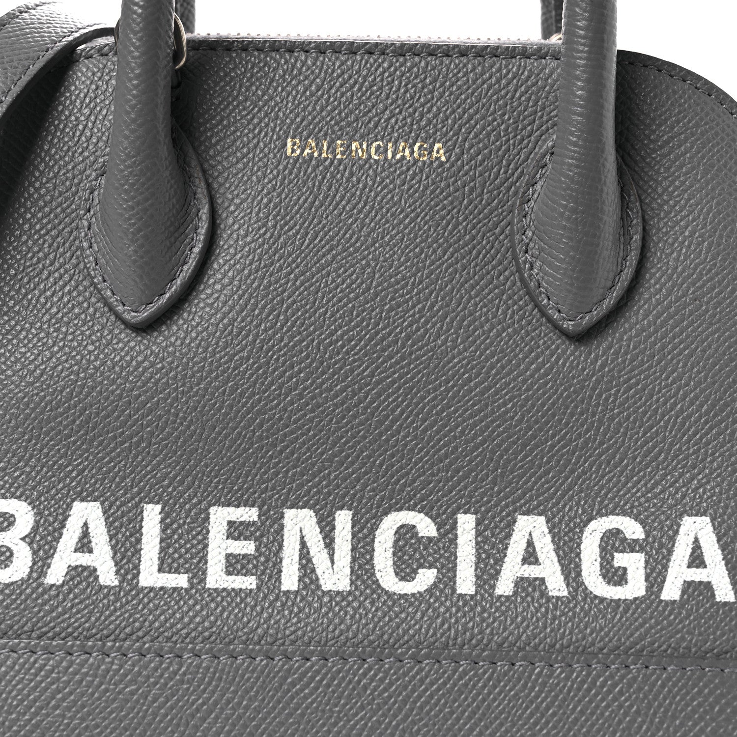 Balenciaga Signature Grained Calfskin Logo XXS Ville Top Handle Bag Gris Perle Fonce White 8 of 12