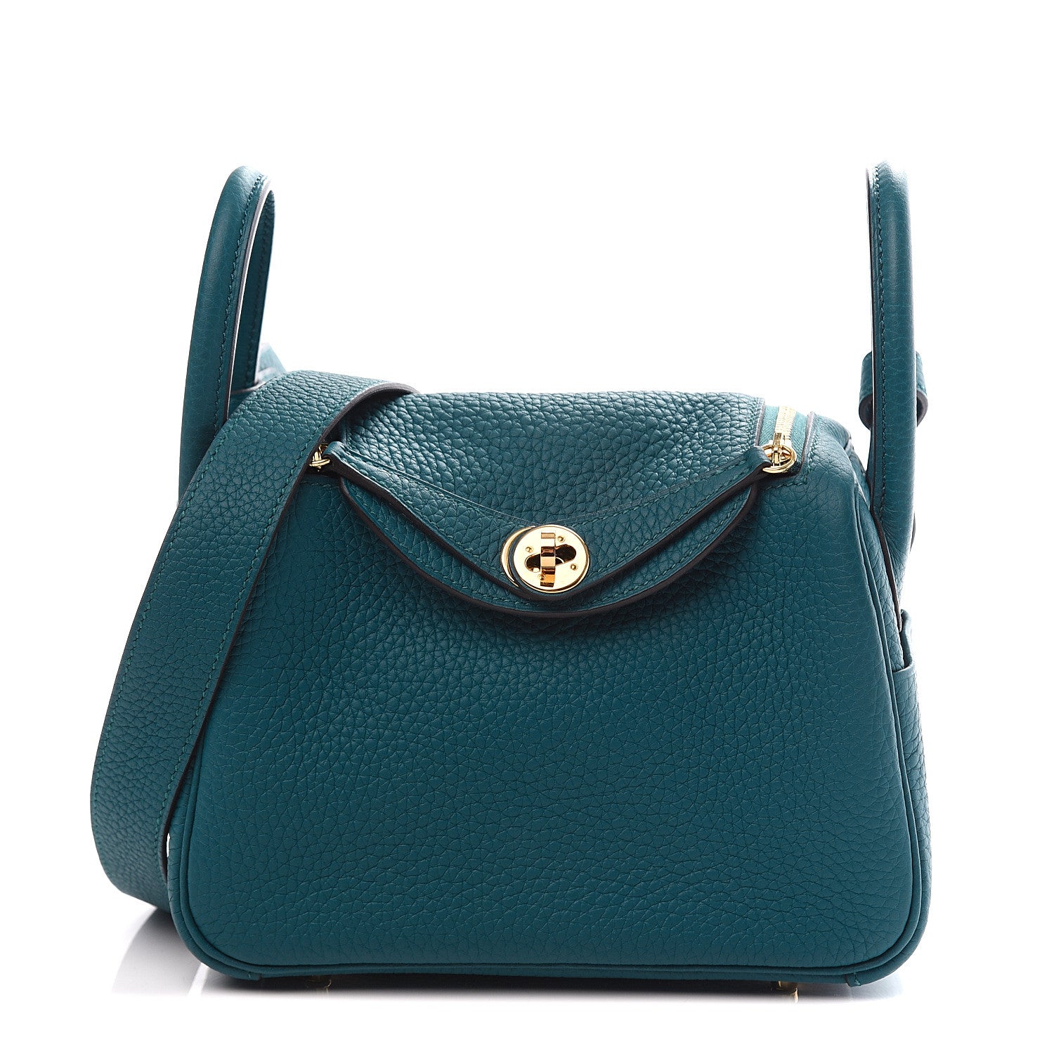 Hermes Taurillon Clemence Mini Lindy 20 Vert Bosphore 1 of 9