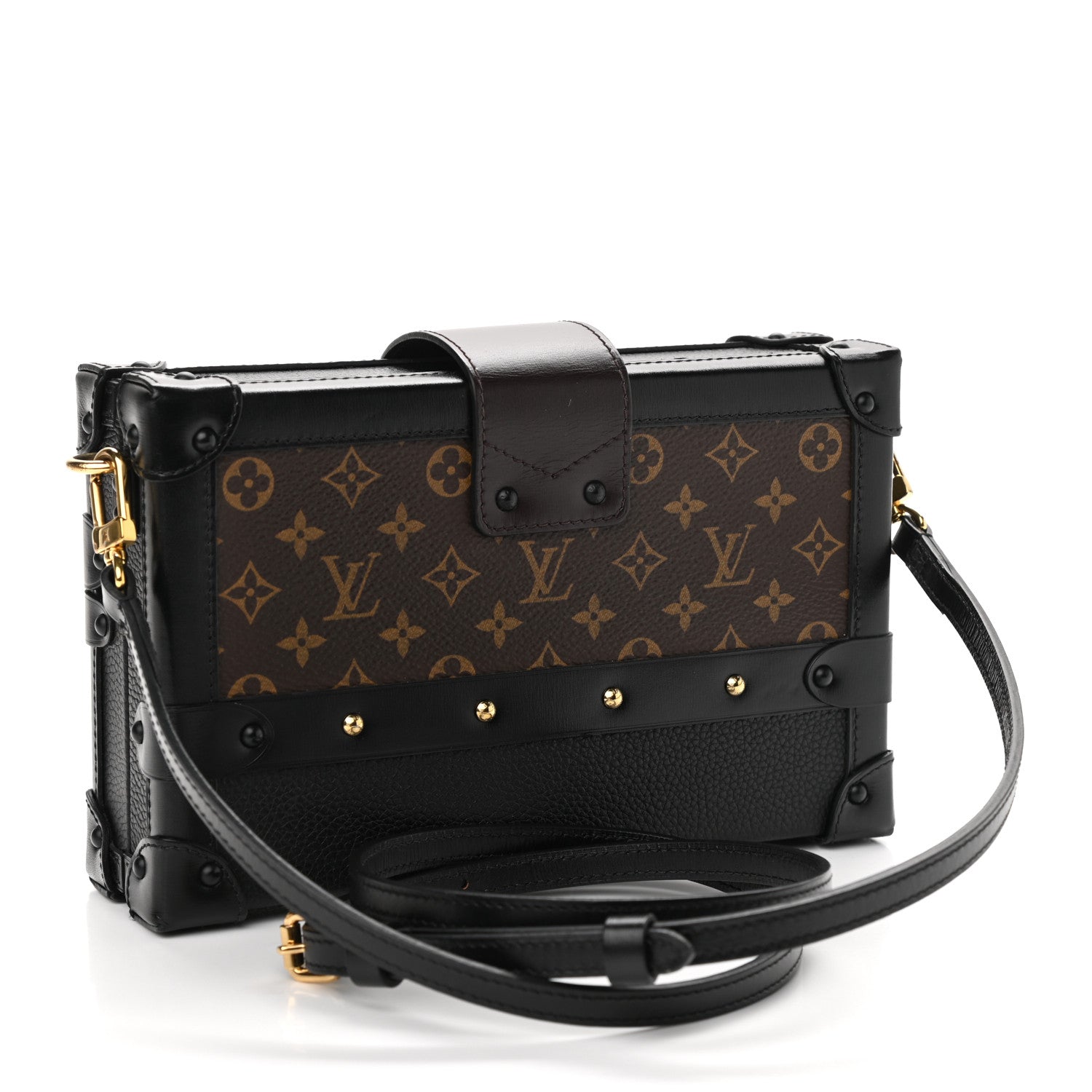 Louis Vuitton Monogram Calfskin Petite Malle Black White 3 of 10