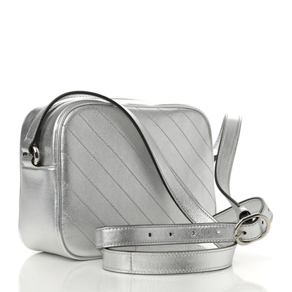 Gucci Metallic Sakai Be Green Calfskin Diagonal Stitched Small Blondie Shoulder Bag Silver 3 of 12