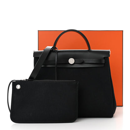 Hermes Military Toile Vache Hunter Herbag Zip Retourne 31 PM Black 13 of 13