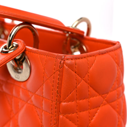 Christian Dior Lambskin Cannage Medium Lady Dior Orange 21 of 25