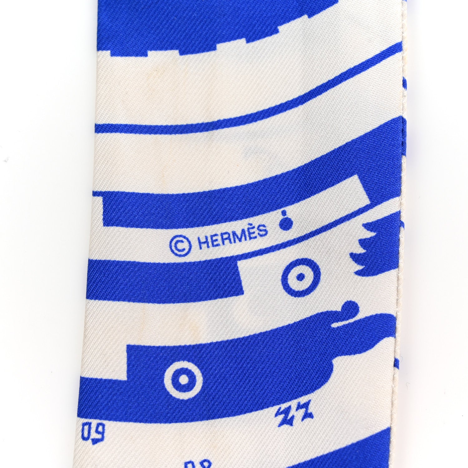 Hermes Silk Astrologie a Pois Twilly Bleu Royal Black White 4 of 6