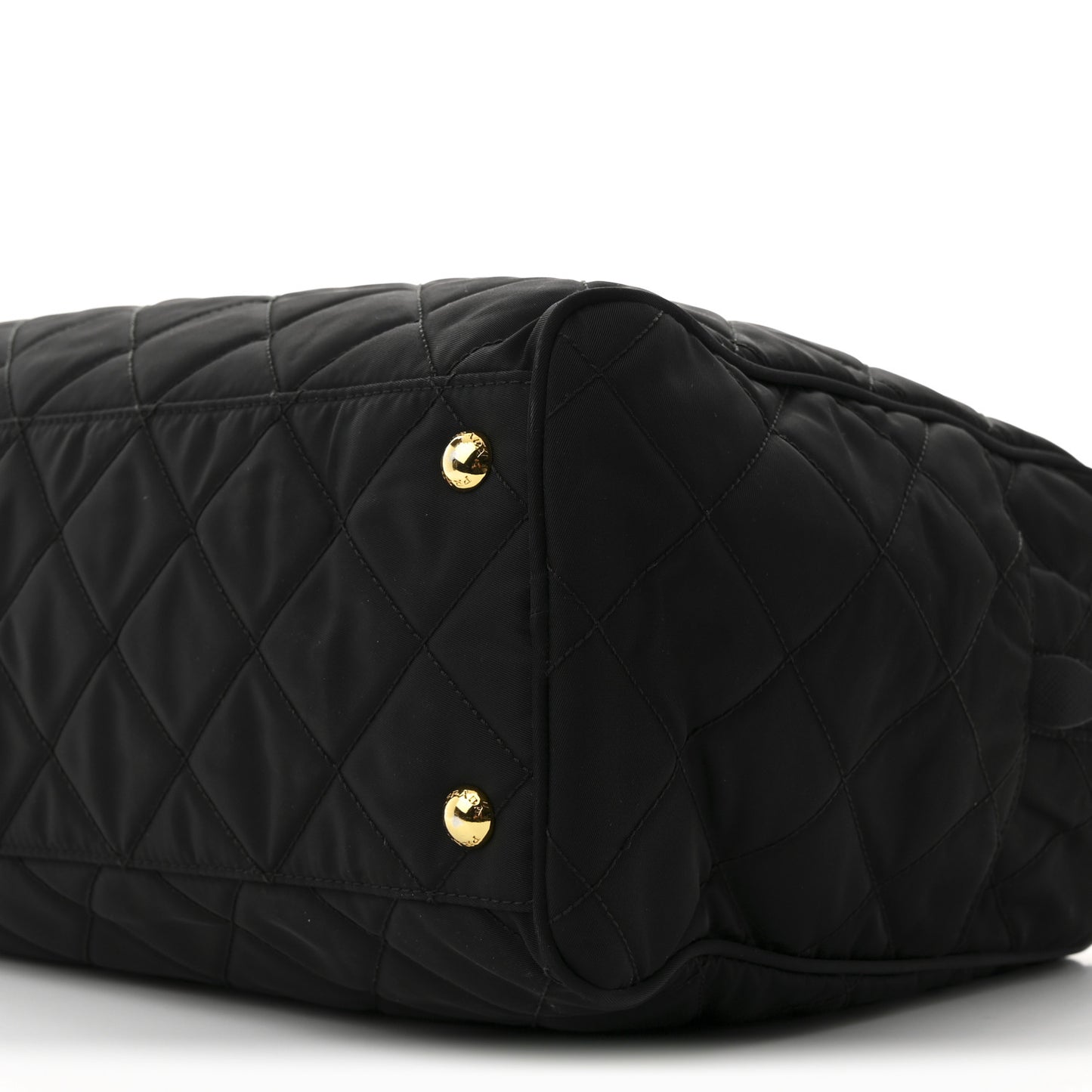 Nylon Tessuto Impuntu Quilted Large Shoulder Bag Black