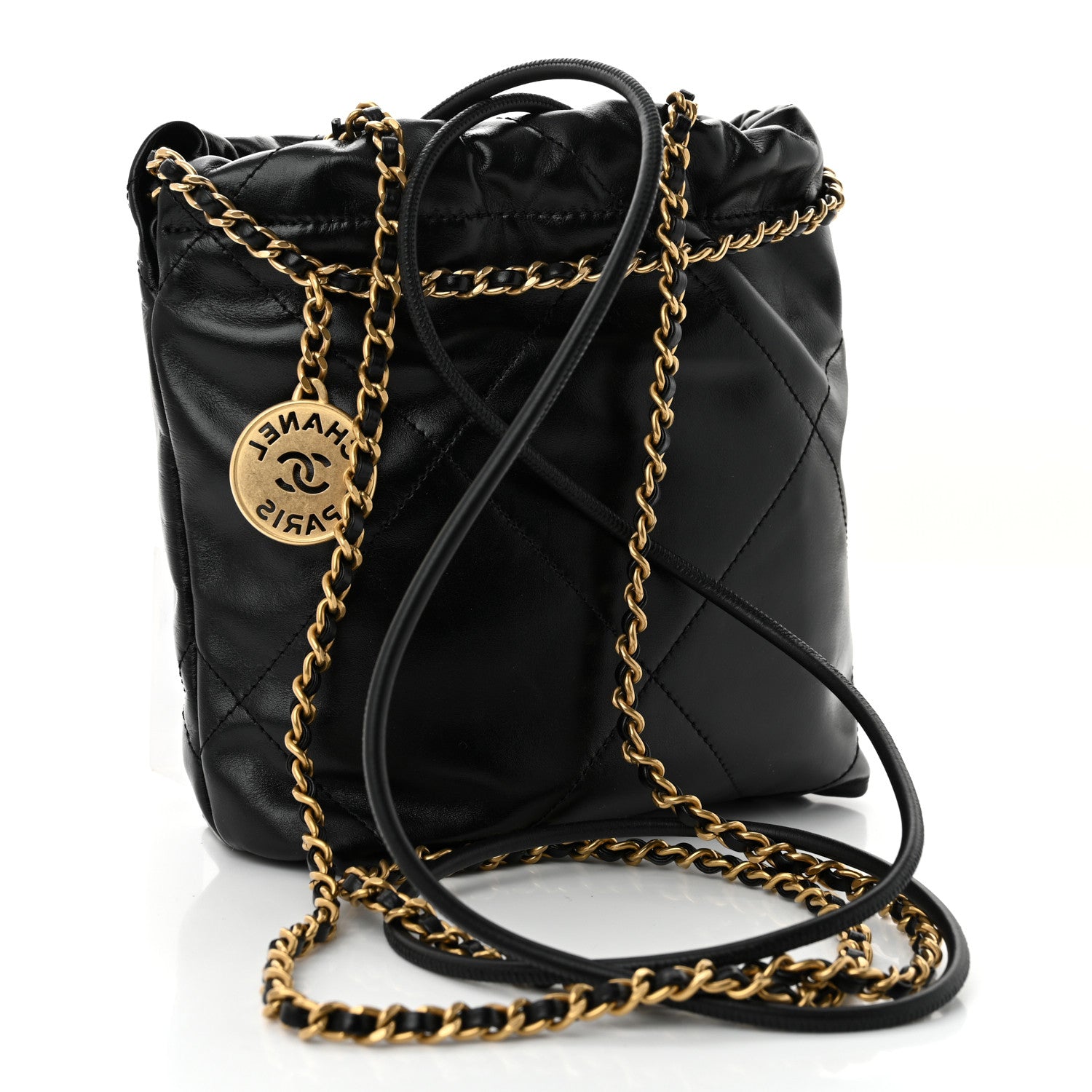 Chanel Shiny Calfskin Quilted Mini Chanel 22 Black 3 of 10