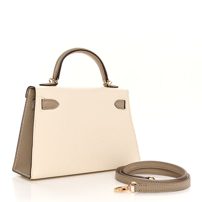 Hermes Chevre Mysore Horseshoe Mini Kelly Sellier 20 Craie Gris Asphalte 3 of 11