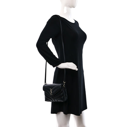 Saint Laurent Calfskin Y Quilted Monogram Toy Loulou Crossbody Bag Black 2 of 12