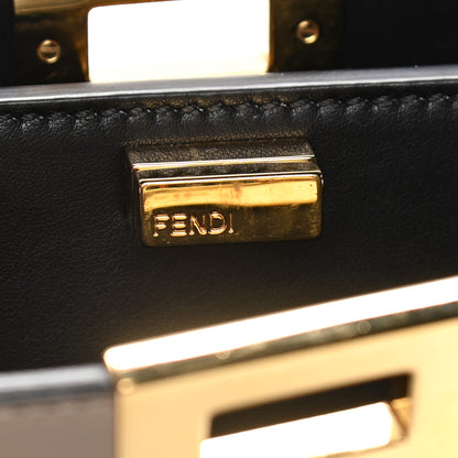 Fendi Vitello Tahiti Burro Medium Peekaboo Iconic Essentially Satchel Tortora Black 16 of 22